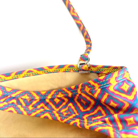 Koral Swimwear Multicolor Halter Bandeau Matching Bikini Set L/M Retro 70s - Picture 6 of 11